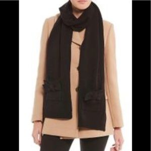 NWT Authentic Kate Spade Black Bow pocket scarf